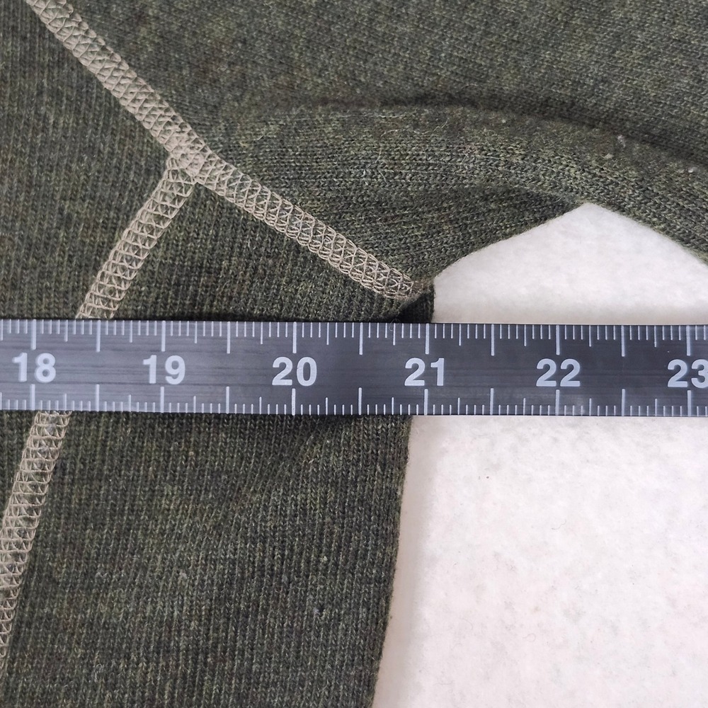prAna Wool Blend Cowl Neck Sweater Olive Green Striped Asymmetric Womens XL - Picture 7 of 10